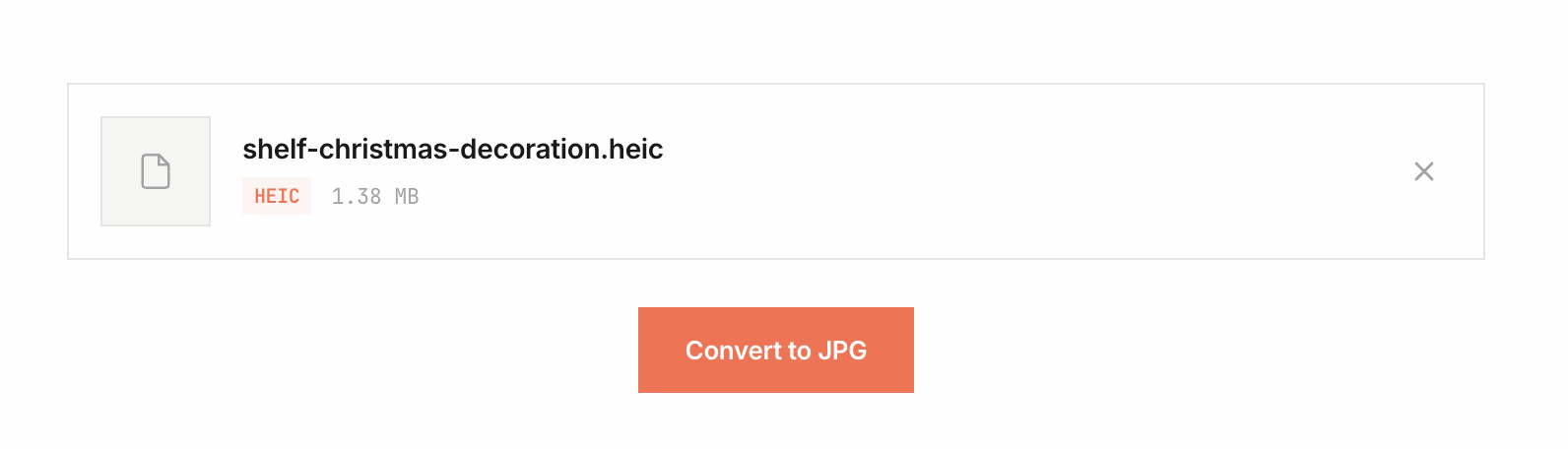 Screenshot of NoFileUpload HEIC to JPG Converter tool converting an iPhone photo